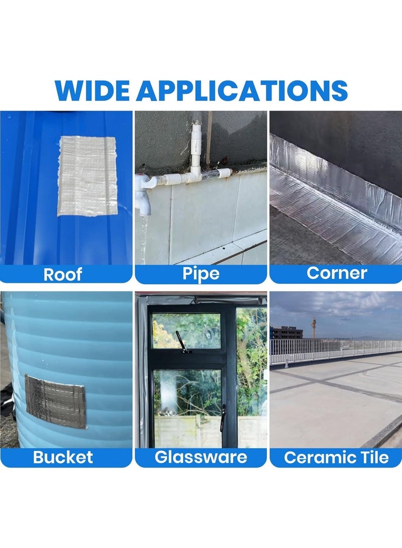 Butyl الماء الألومنيوم رقائق Sealan ، 4inch × 5m ، لإصلاح RV ، نافذة ، السيليكون ، القارب وختم الأنابيب ، الزجاج و EDPM تصحيح سقف المطاط ، الفضة - Image 4